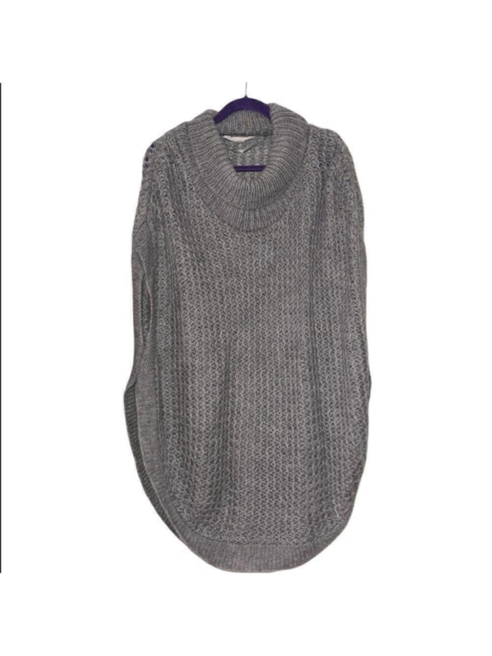 LC Lauren Conrad Heather Gray Knit Poncho Sweater - One Size - EUC - Picture 1 of 6